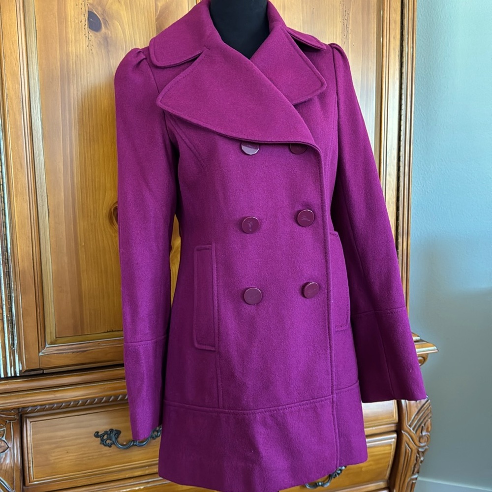 Guess Fuchsia/Plum Wool Blend Coat Size M